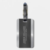 黒と銀の幾何学的デザインラゲージタグ ラゲッジタグ (裏面縦)