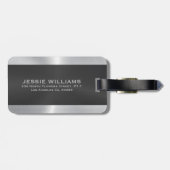 黒と銀の幾何学的デザインラゲージタグ ラゲッジタグ (裏面横)