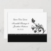 黒と銀の渦巻きが日付を保存 案内ポストカード (正面/裏面)