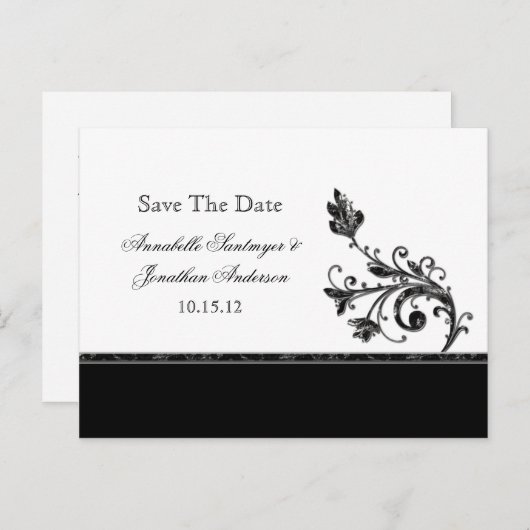 黒と銀の渦巻きが日付を保存 案内ポストカード (正面/裏面)