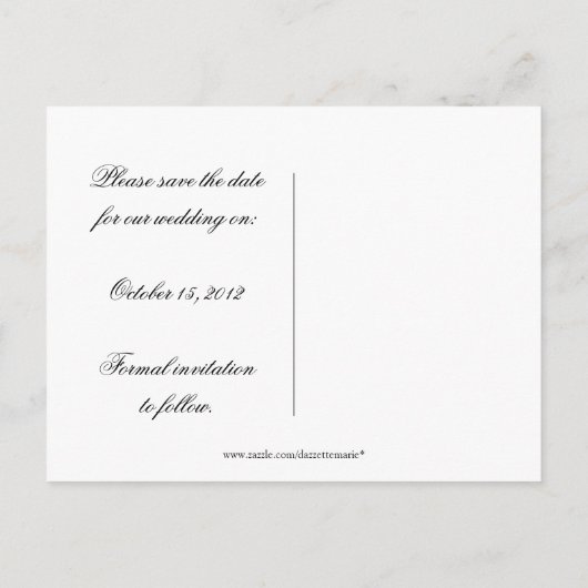 黒と銀の渦巻きが日付を保存 案内ポストカード (裏面)