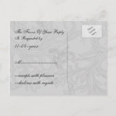 黒と銀の灰色の花色結婚の インビテーションポストカード (裏面)