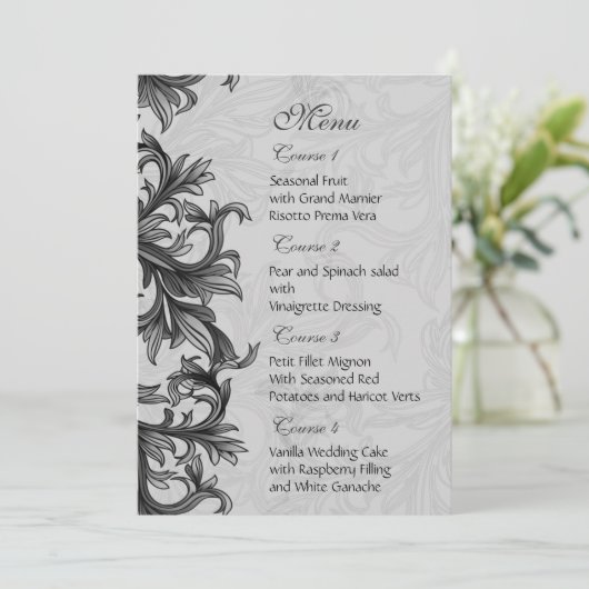 黒と銀の灰色の花色結婚の メニュー (スタンド正面)