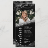 黒と銀の瑪瑙フォトメニューカード メニュー (正面/裏面)