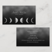 黒と銀の箔テクスチャムーン超精神媒体 コーリングカード (正面/裏面)