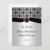 黒と銀の紫の宝石の保存日 案内ポストカード (正面/裏面)