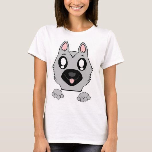 黒と銀の羊飼いの覗き Tシャツ (正面)
