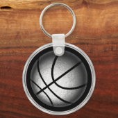 黒と銀の色のバスケットボールキーホルダー キーホルダー (正面)