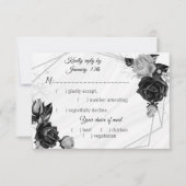 黒と銀の花の食事 出欠カード (正面)