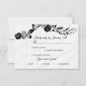 黒と銀の花の食事 出欠カード (正面)