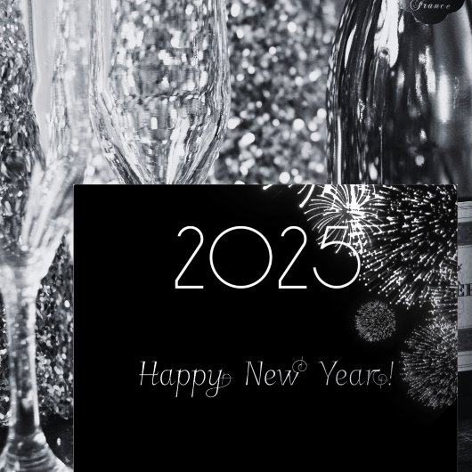 黒と銀の花火 - 謹賀新年 2026 箔シーズンポストカード