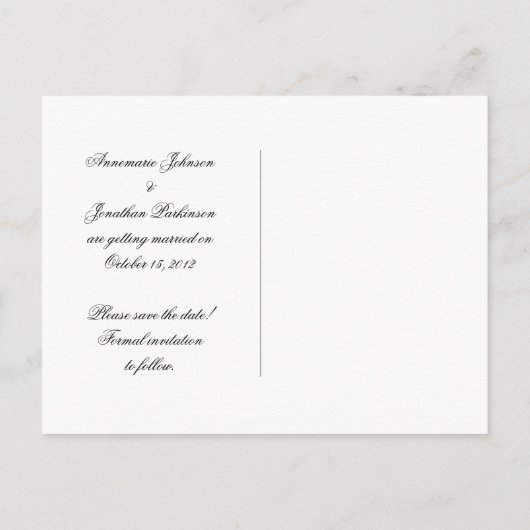 黒と銀の赤いルビー宝石の日付の保存 案内ポストカード (裏面)