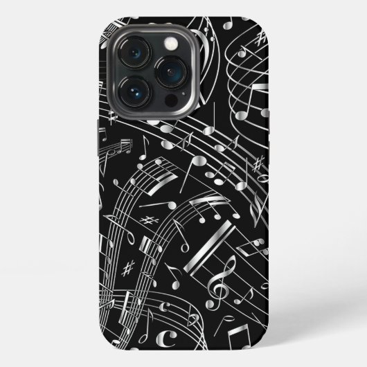 黒と銀の音符 iPhoneケース (裏面)