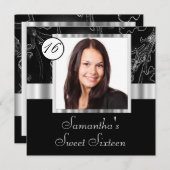 黒と銀のsweet sixteen 招待状 (正面/裏面)