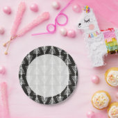 黒と銀モダン色のクリスマスの木の模様 ペーパープレート (パーティー)