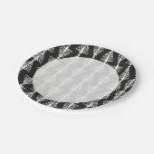 黒と銀モダン色のクリスマスの木の模様 ペーパープレート (アングル)