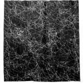 黒と銀色のスパイダーウェブシックなハロウィーン シャワーカーテン (正面)