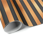 黒と銅のストライプ ラッピングペーパー (ロールコーナー)