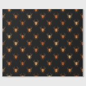 黒と銅のハロウィンスパイダーフォイル ラッピングペーパー (フラット)