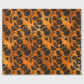 黒と銅のヴィンテージダマスクパターン ラッピングペーパー (フラット)