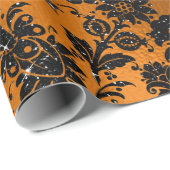 黒と銅のヴィンテージダマスクパターン ラッピングペーパー (ロールコーナー)