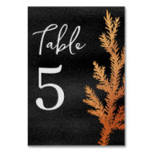 黒と銅の冬のウェディングパインブランチ テーブルナンバー (裏面)