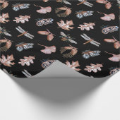 黒と銅の自然プリントギフトラップ ラッピングペーパー (角)