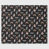 黒と銅の自然プリントギフトラップ ラッピングペーパー (フラット)