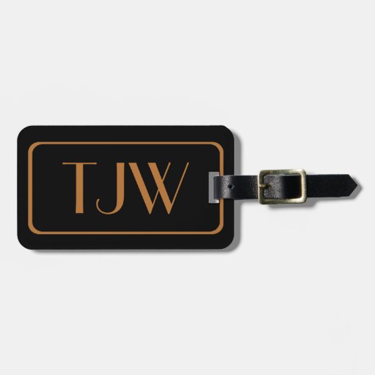 黒と銅の色の初期ラゲッジタグ ラゲッジタグ (正面横)