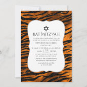 黒と銅の虎のストライプパターンバルミツワー 招待状 (正面)