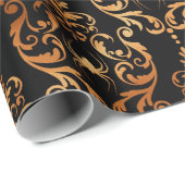 黒と銅ハロウィンスパイダーダマスク箔 ラッピングペーパー (ロールコーナー)