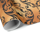 黒と銅ハロウィンスパイダーダマスク箔 ラッピングペーパー (ロールコーナー)