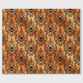 黒と銅ハロウィーンスカルダマスク箔 ラッピングペーパー (フラット)