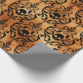 黒と銅ハロウィーンスカルダマスク箔 ラッピングペーパー (角)