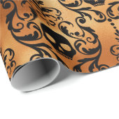 黒と銅ハロウィーンスカルダマスク箔 ラッピングペーパー (ロールコーナー)