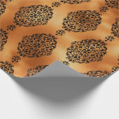 黒と銅ハロウィーンヴィンテージダマスクパターン ラッピングペーパー (角)