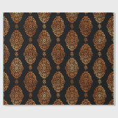 黒と銅ハロウィーンヴィンテージダマスクパターン ラッピングペーパー (フラット)