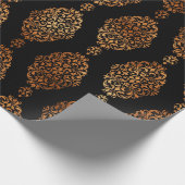 黒と銅ハロウィーンヴィンテージダマスクパターン ラッピングペーパー (角)