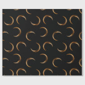 黒と銅ハロウィーンヴィンテージムーンパターン ラッピングペーパー (フラット)