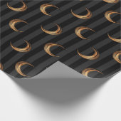 黒と銅ハロウィーンヴィンテージムーンパターン ラッピングペーパー (角)