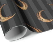 黒と銅ハロウィーンヴィンテージムーンパターン ラッピングペーパー (ロールコーナー)