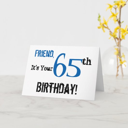 黒と青で友達の65歳の誕生日の挨拶。 カード (黄色い花)