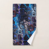 黒と青とブルゴーニュの大理石絞り染め バスタオルセット (ハンドタオル)