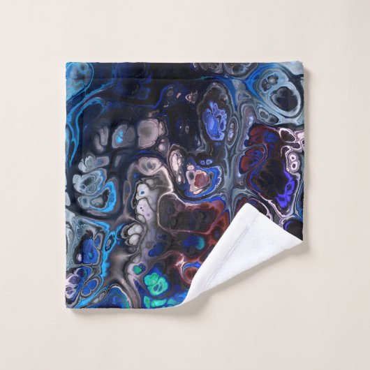 黒と青とブルゴーニュの大理石絞り染め バスタオルセット (ウォッシュタオル)