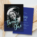 黒と青のアーチ写真21st誕生日パーティー 招待状<br><div class="desc">私祝たちの黒と青のアーチフォト21st誕生日パーティの招待状とスタイルで。フロントでは、あなたの写真をお気に入りの見せることができはっきりしたる、目を引くデザイン。背面には、パーティー詳細の宇宙が表示され、それらはすべてニーズに合わせて完全にカスタマイズ可能である。ミニマルでありながら印象的なデザインを誇り、思い出に残る21歳の誕生日お祝いに最適。</div>