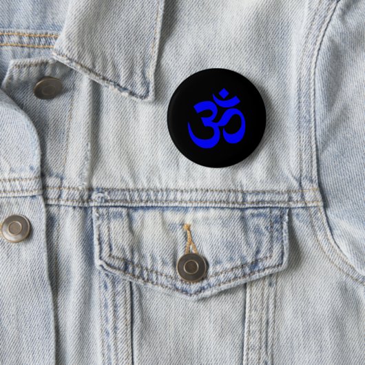 黒と青のオームのシンボル 缶バッジ (インサイチュ)