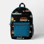 黒と青のカスタム車の名前の少年のバックパック プリントバックパック (正面)