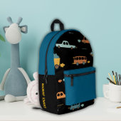 黒と青のカスタム車の名前の少年のバックパック プリントバックパック