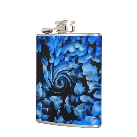 黒と青のガラス抽象芸術 フラスク (左)