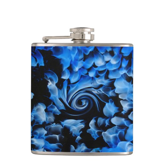 黒と青のガラス抽象芸術 フラスク (正面)